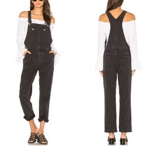 We The Free Free People Black Wash Denim Overalls Boho Women’s Size 24